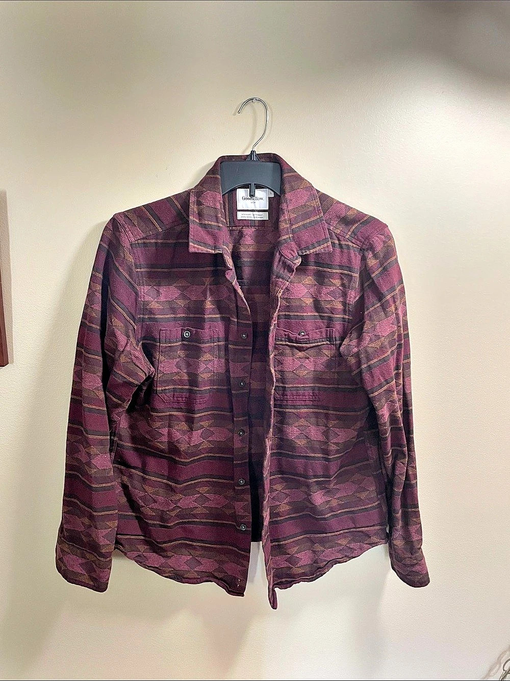 Goodfellow & Co Geometric Button Down Shirt in Purple & Black Size Medium